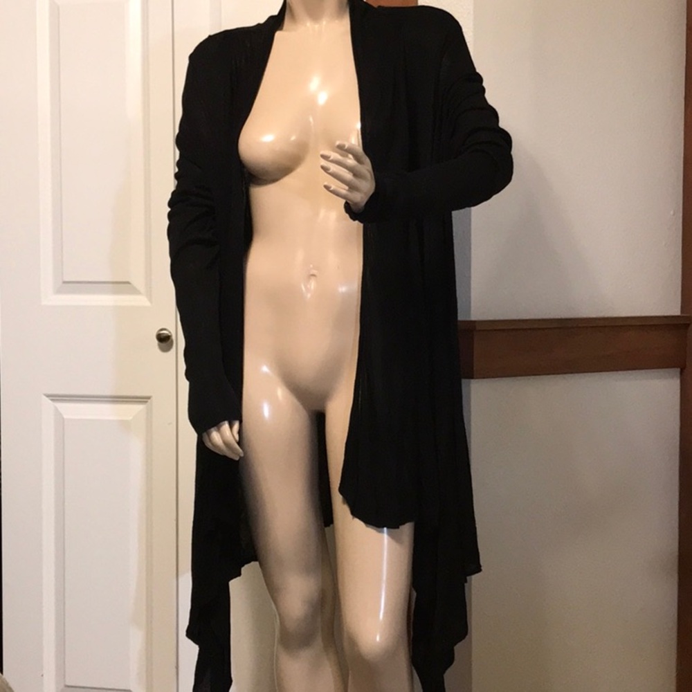 Lane Bryant open front cardigan 2X black sheer.